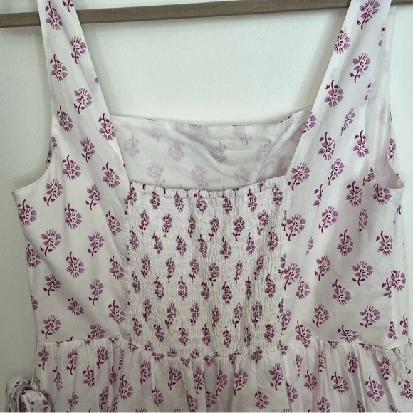 J. Crew Lavender Cotton Sz12 Asymmetrical Floral Ruffles Tiered Dress Cotton NWT - Picture 8 of 17